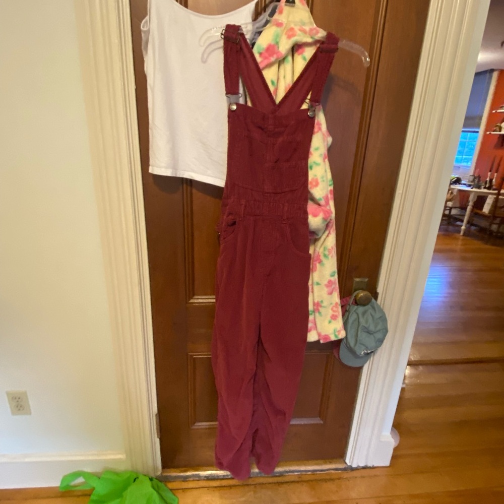 Free People Ziggy Red Corduroy Overalls